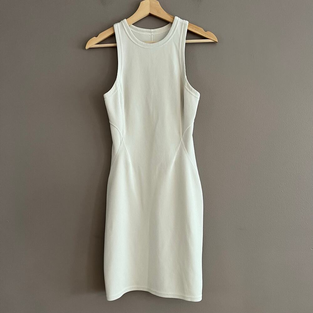 lululemon Ribbed Softstreme Slim Fit Tank Dress Bone Ivory Sleeveless XS